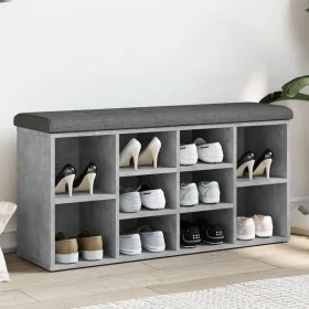 Concrete gray engineered wood shoe bench 102x32x50 cm by , Benches for halls and storage - Ref: Foro24-835113, Price: 74,63 €...