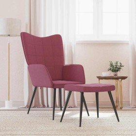 Sillón de relax con reposapiés tela rojo tinto en Sillones | Comprar online en Foro24