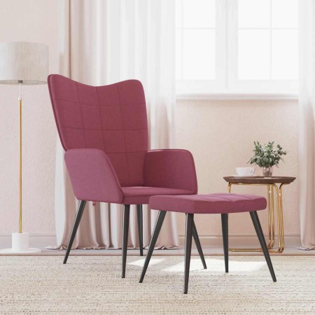 Sillón de relax con reposapiés tela rojo tinto en Sillones | Comprar online en Foro24