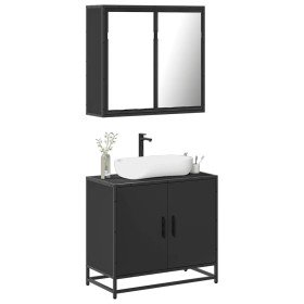 Juego de muebles de baño 2 pzas madera contrachapada negro en Muebles de baño | Comprar online en Foro24