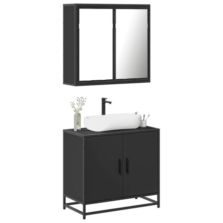 Juego de muebles de baño 2 pzas madera contrachapada negro en Muebles de baño | Comprar online en Foro24