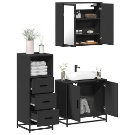 Juego de muebles de baño 3 pzas madera contrachapada negro en Muebles de baño | Comprar online en Foro24