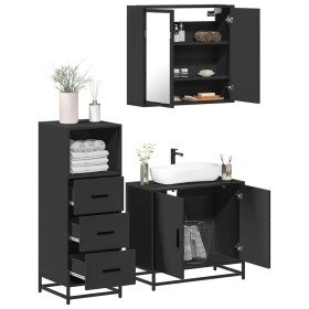 Juego de muebles de baño 3 pzas madera contrachapada negro en Muebles de baño | Comprar online en Foro24