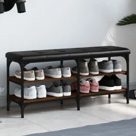 Engineered wood shoe bench in brown oak, 102x32x47 cm by , Benches for halls and storage - Ref: Foro24-835166, Price: 65,52 €...