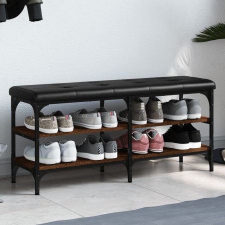 Engineered wood shoe bench in brown oak, 102x32x47 cm by , Benches for halls and storage - Ref: Foro24-835166, Price: 66,33 €...