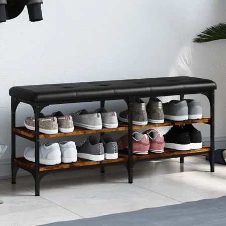 Engineered wood smoked oak shoemaker bench 102x32x47 cm by , Benches for halls and storage - Ref: Foro24-835164, Price: 62,12...