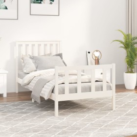 Bettgestell aus weißem Kiefernholz mit Kopfteil 100 x 200 cm von , Betten und Lattenroste - Ref: Foro24-3188197, Preis: 151,5...