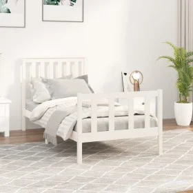 White pine wood bed frame with headboard 100x200cm by , Beds and slatted bases - Ref: Foro24-3188197, Price: 149,00 €, Discou...