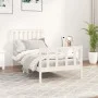 Bettgestell aus weißem Kiefernholz mit Kopfteil 100 x 200 cm von , Betten und Lattenroste - Ref: Foro24-3188197, Preis: 148,9...