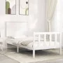 Weißer Massivholzbettrahmen mit Kopfteil 100x200 cm von , Betten und Lattenroste - Ref: Foro24-3193392, Preis: 135,13 €, Raba...