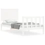 Weißer Massivholzbettrahmen mit Kopfteil 100x200 cm von , Betten und Lattenroste - Ref: Foro24-3193392, Preis: 135,13 €, Raba...