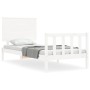 Weißer Massivholzbettrahmen mit Kopfteil 100x200 cm von , Betten und Lattenroste - Ref: Foro24-3193392, Preis: 137,19 €, Raba...
