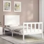 Weißer Massivholzbettrahmen mit Kopfteil 100x200 cm von , Betten und Lattenroste - Ref: Foro24-3193392, Preis: 135,13 €, Raba...