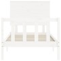 Weißer Massivholzbettrahmen mit Kopfteil 100x200 cm von , Betten und Lattenroste - Ref: Foro24-3193392, Preis: 137,19 €, Raba...