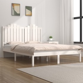 Estructura de cama de madera maciza de pino blanco 160x200 cm