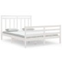 Weißes Massivholzbettgestell King Size 150x200 cm von , Betten und Lattenroste - Ref: Foro24-3105321, Preis: 157,02 €, Rabatt: %