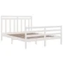 White solid wood bed frame King Size 150x200 cm by , Beds and slatted bases - Ref: Foro24-3105321, Price: 154,99 €, Discount: %