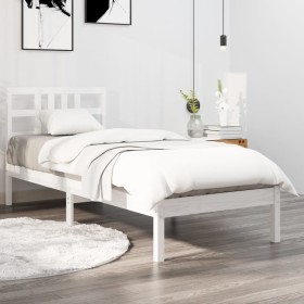 Massives Bettgestell aus weißem Kiefernholz, 100 x 200 cm von , Betten und Lattenroste - Ref: Foro24-3105396, Preis: 98,43 €,...