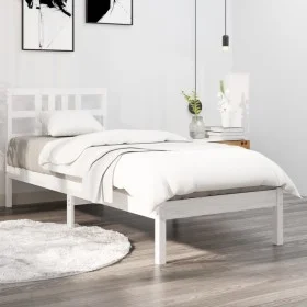 Solid white pine wood bed frame 100x200 cm by , Beds and slatted bases - Ref: Foro24-3105396, Price: 97,19 €, Discount: %
