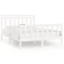 Solid white pine wood bed frame 150x200 cm by , Beds and slatted bases - Ref: Foro24-3107034, Price: 156,67 €, Discount: %