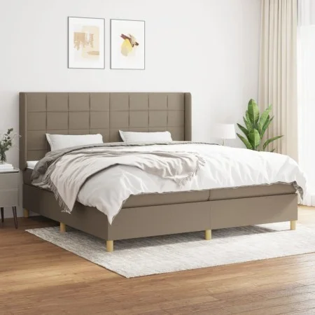 Box spring bed with taupe gray fabric mattress 200x200 cm by , Beds and slatted bases - Ref: Foro24-3128553, Price: 732,23 €,...