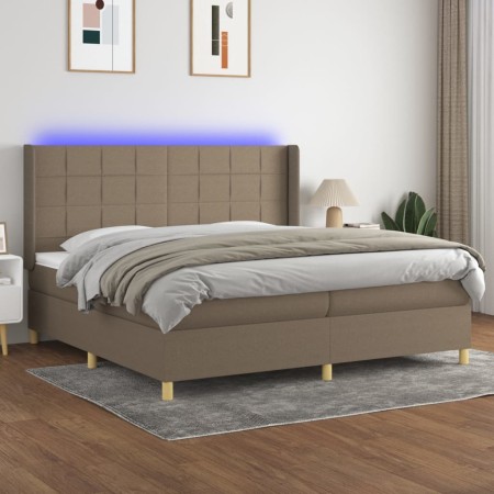 Boxspringbett mit Matratze und LED-Leuchten taupegrauer Stoff 200x200 cm von , Betten und Lattenroste - Ref: Foro24-3138905, ...