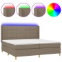 Boxspringbett mit Matratze und LED-Leuchten taupegrauer Stoff 200x200 cm von , Betten und Lattenroste - Ref: Foro24-3138905, ...
