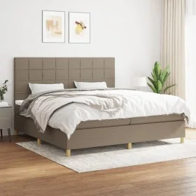 Box spring bed with taupe gray fabric mattress 200x200 cm by , Beds and slatted bases - Ref: Foro24-3142365, Price: 720,85 €,...