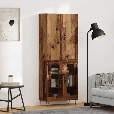 Aparador alto 2 pcs Madera vieja Madera tecnológica y vidrio en Aparadores | Comprar online en Foro24