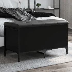 Black engineered wood storage bench 82x42x45 cm by , Benches for halls and storage - Ref: Foro24-835142, Price: 75,81 €, Disc...