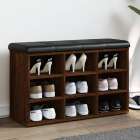 Shoe bench engineered wood oak brown 82x32x50 cm by , Benches for halls and storage - Ref: Foro24-835109, Price: 76,79 €, Dis...