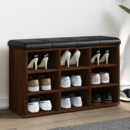 Shoe bench engineered wood oak brown 82x32x50 cm by , Benches for halls and storage - Ref: Foro24-835109, Price: 76,79 €, Dis...