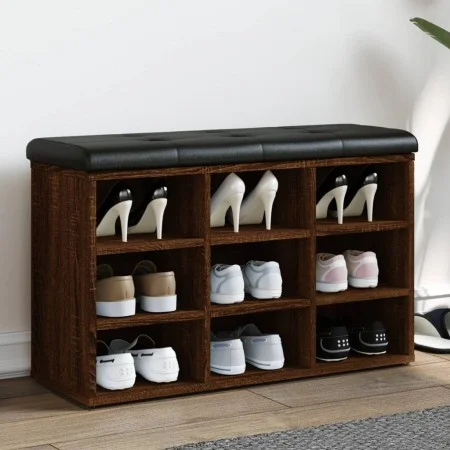 Shoe bench engineered wood oak brown 82x32x50 cm by , Benches for halls and storage - Ref: Foro24-835109, Price: 75,63 €, Dis...