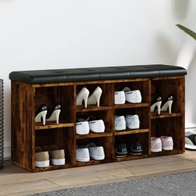 Shoe bench engineered wood smoked oak 102x32x50 cm by , Benches for halls and storage - Ref: Foro24-835114, Price: 87,29 €, D...