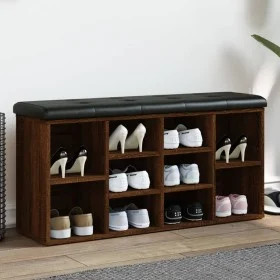Shoe bench engineered wood oak brown 102x32x50 cm by , Benches for halls and storage - Ref: Foro24-835116, Price: 87,06 €, Di...