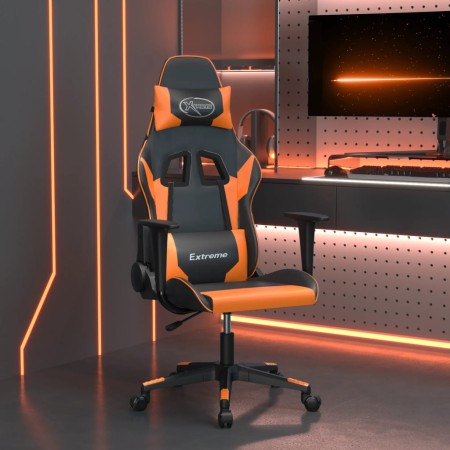 Silla gaming de masaje cuero sintético negro y naranja en Sillas gaming | Comprar online en Foro24