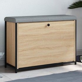 Shoe bench with folding drawer Sonoma oak 82x32x56 cm by , Benches for halls and storage - Ref: Foro24-835123, Price: 86,67 €...