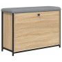 Banco zapatero con cajón abatible roble Sonoma 82x32x56 cm de , Bancos para recibidores y almacenamiento - Ref: Foro24-835123...