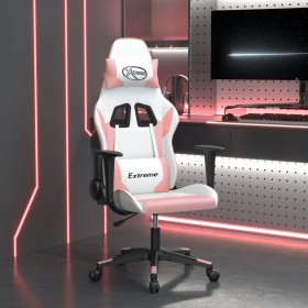 Silla gaming de masaje cuero sintético blanco y rosa en Sillas gaming | Comprar online en Foro24