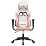 Silla gaming de masaje cuero sintético blanco y rosa en Sillas gaming | Comprar online en Foro24
