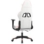 Silla gaming de masaje cuero sintético blanco y rosa en Sillas gaming | Comprar online en Foro24