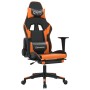 Silla gaming masaje y reposapiés cuero sintético negro naranja en Sillas gaming | Comprar online en Foro24