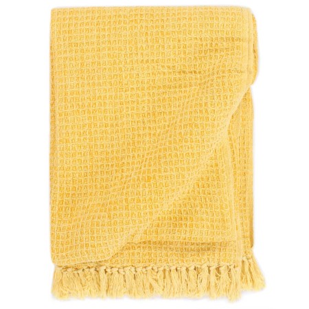 Mustard yellow cotton blanket 220x250 cm by vidaXL, Blankets - Ref: Foro24-133763, Price: 54,45 €, Discount: %