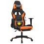 Silla gaming masaje y reposapiés cuero sintético negro naranja en Sillas gaming | Comprar online en Foro24