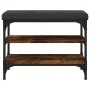 Banco zapatero madera de ingeniería roble ahumado 62x32x47 cm de , Bancos para recibidores y almacenamiento - Ref: Foro24-835...