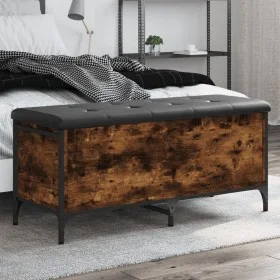 Engineered wood storage bench smoked oak 102x42x45 cm by , Benches for halls and storage - Ref: Foro24-835149, Price: 87,73 €...