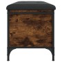 Bank aus Holzwerkstoff mit Stauraum, geräucherte Eiche, 102 x 42 x 45 cm von , Bänke für Hallen und Lager - Ref: Foro24-83514...