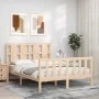 Estructura de cama de matrimonio con cabecero madera maciza de , Camas y somieres - Ref: Foro24-3192206, Precio: 142,27 €, De...