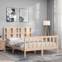 Double bed frame with solid wood headboard by , Beds and slatted bases - Ref: Foro24-3192206, Price: 144,27 €, Discount: %