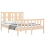 Double bed frame with solid wood headboard by , Beds and slatted bases - Ref: Foro24-3192206, Price: 144,27 €, Discount: %